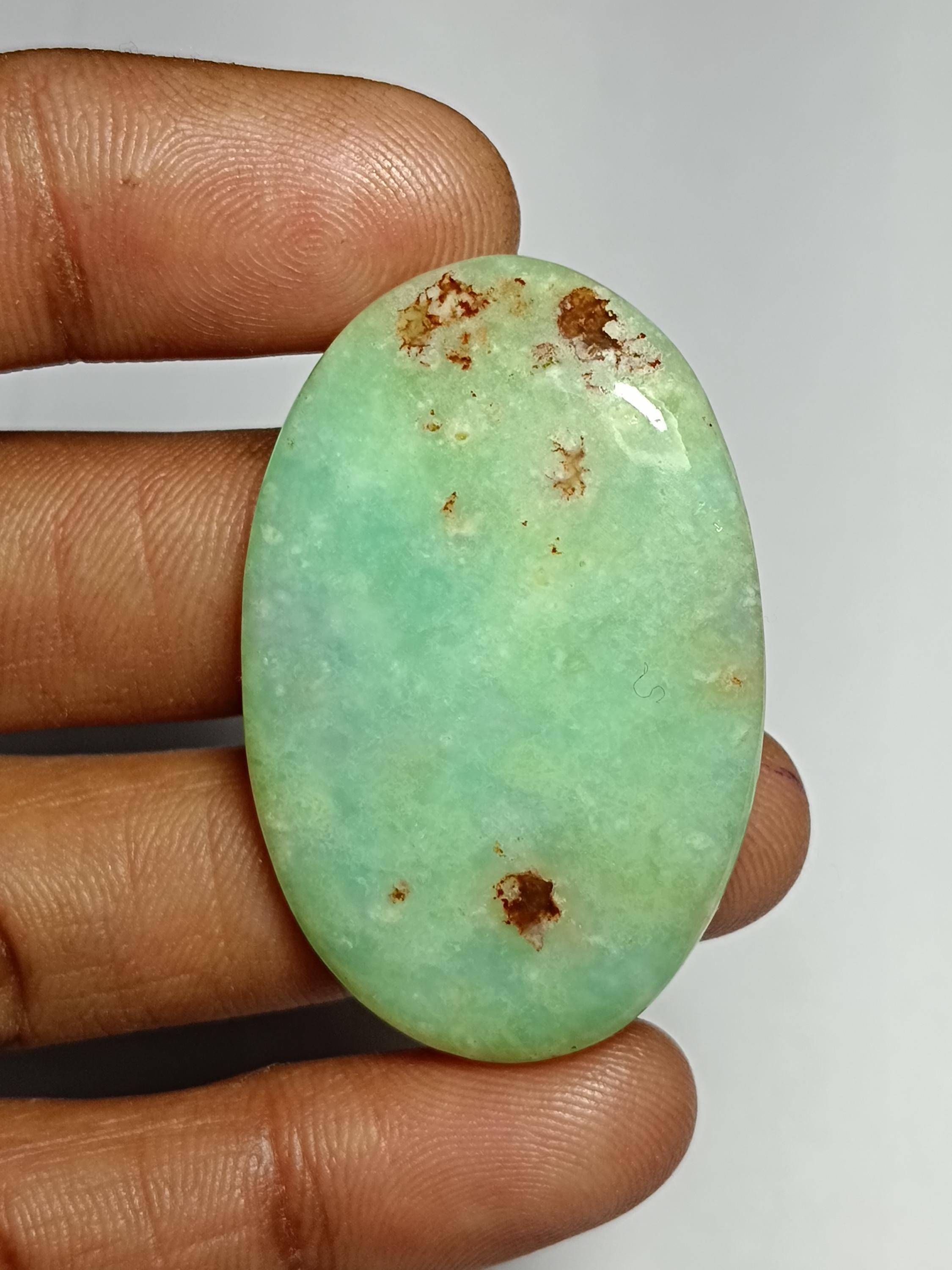 Chrysoprase Cabochon: Loose Gemstone For Jewelry Making (62cts, 43x28 Mm)