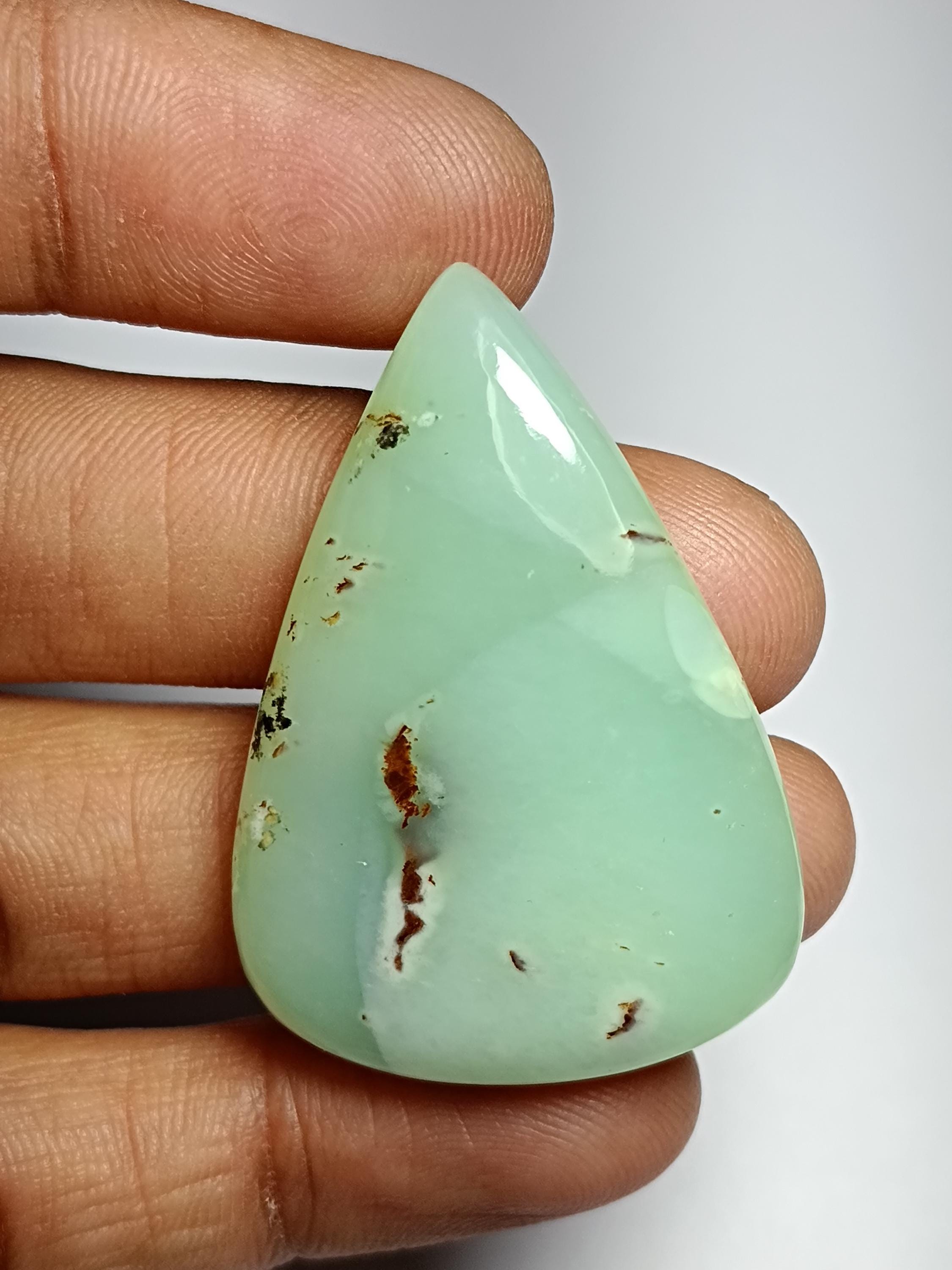 Chrysoprase Cabochon: Loose Gemstone For Jewelry Making (61cts, 40x28 Mm) Chrysoprase Cabochon: Loose Gemstone For Jewelry Making (61cts, 40x28 Mm)