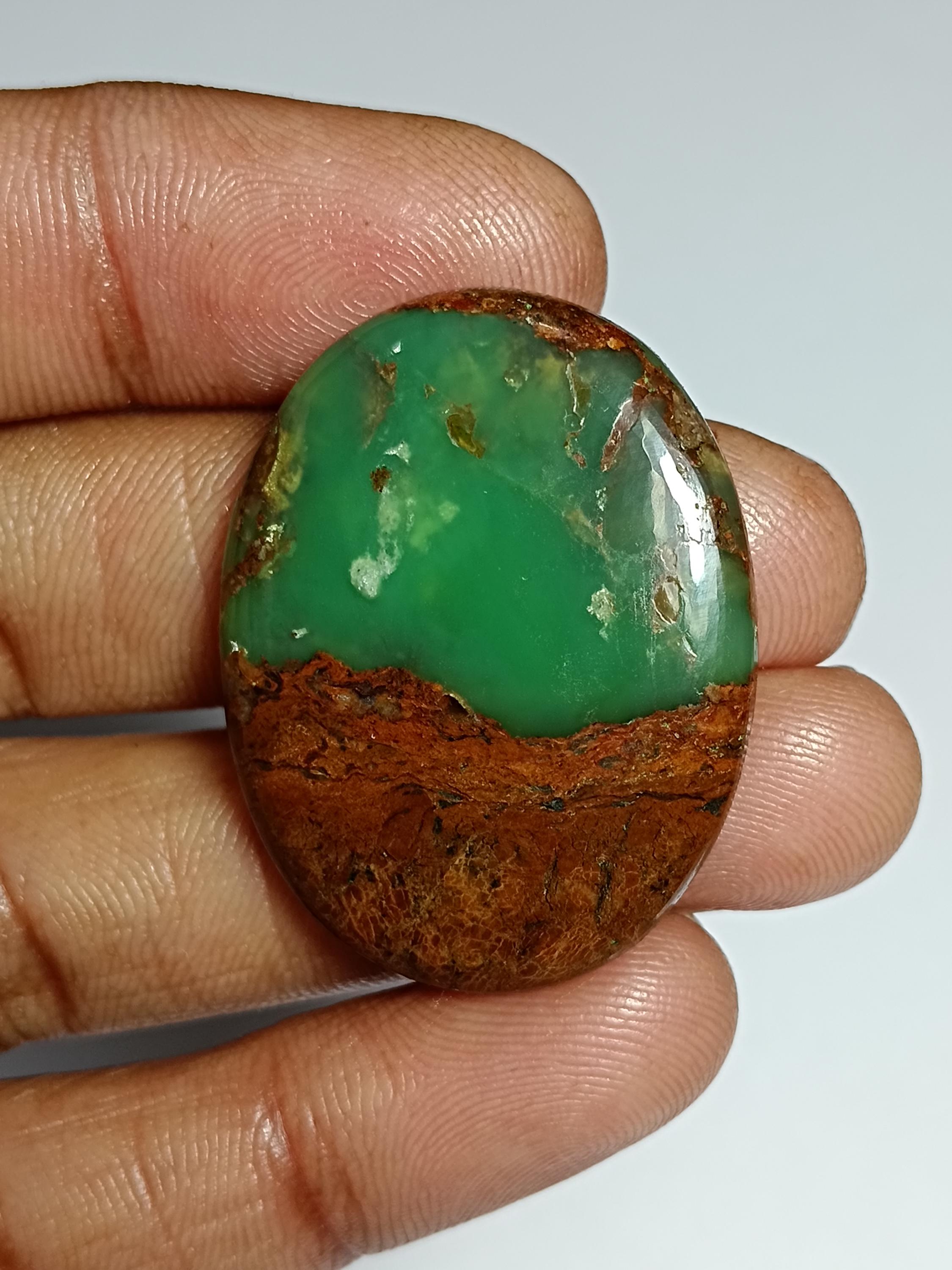 Chrysoprase Cabochon: Loose Gemstone For Jewelry Making (34x27mm, 45cts.)