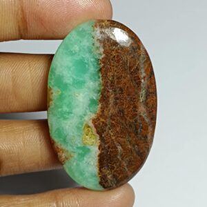 Chrysoprase Cabochon: Loose Gemstone For Jewelry Making (47x30mm, 66cts.) Chrysoprase Cabochon: Loose Gemstone For Jewelry Making (47x30mm, 66cts.)