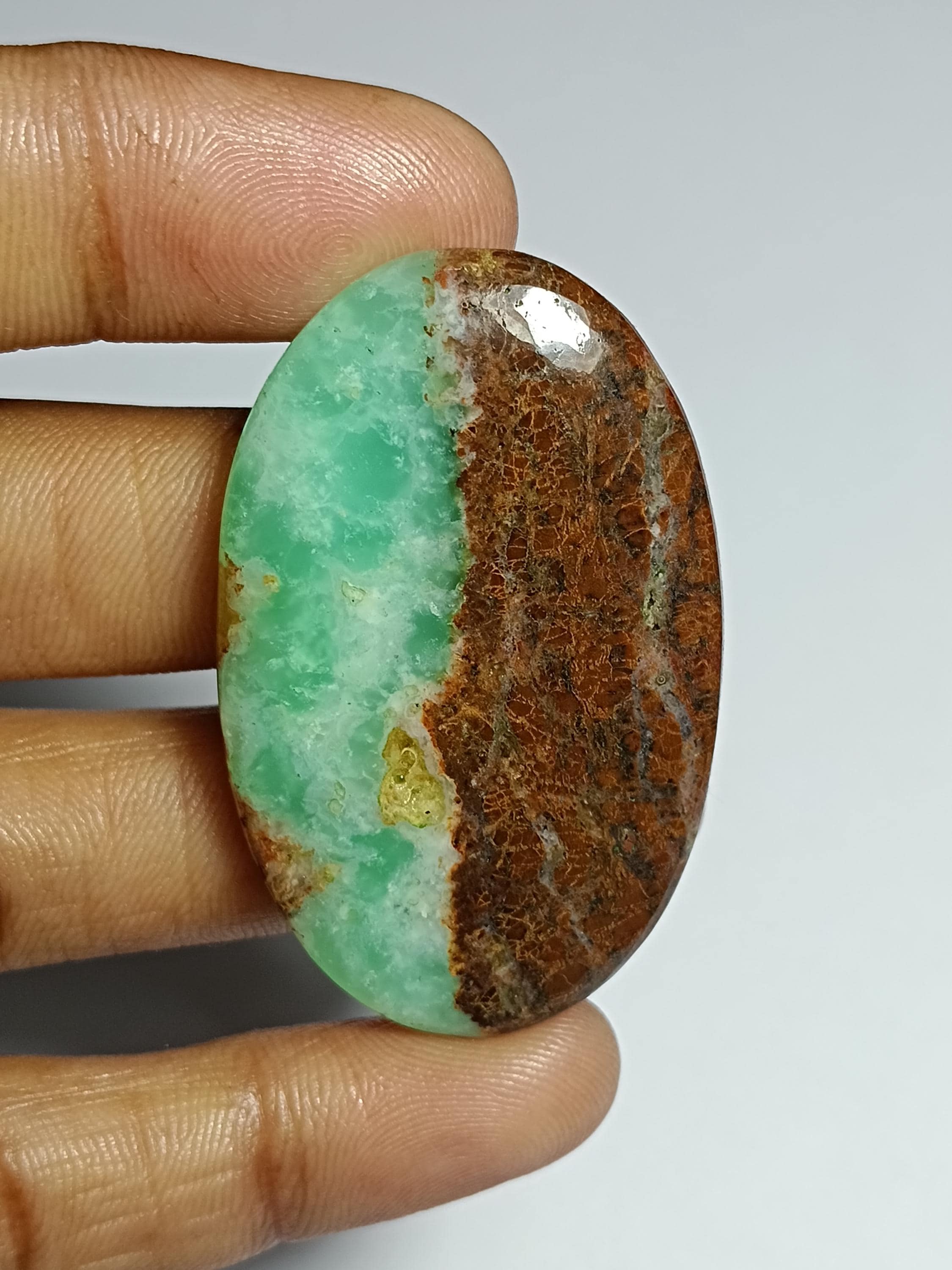 Chrysoprase Cabochon: Loose Gemstone For Jewelry Making (47x30mm, 66cts.)