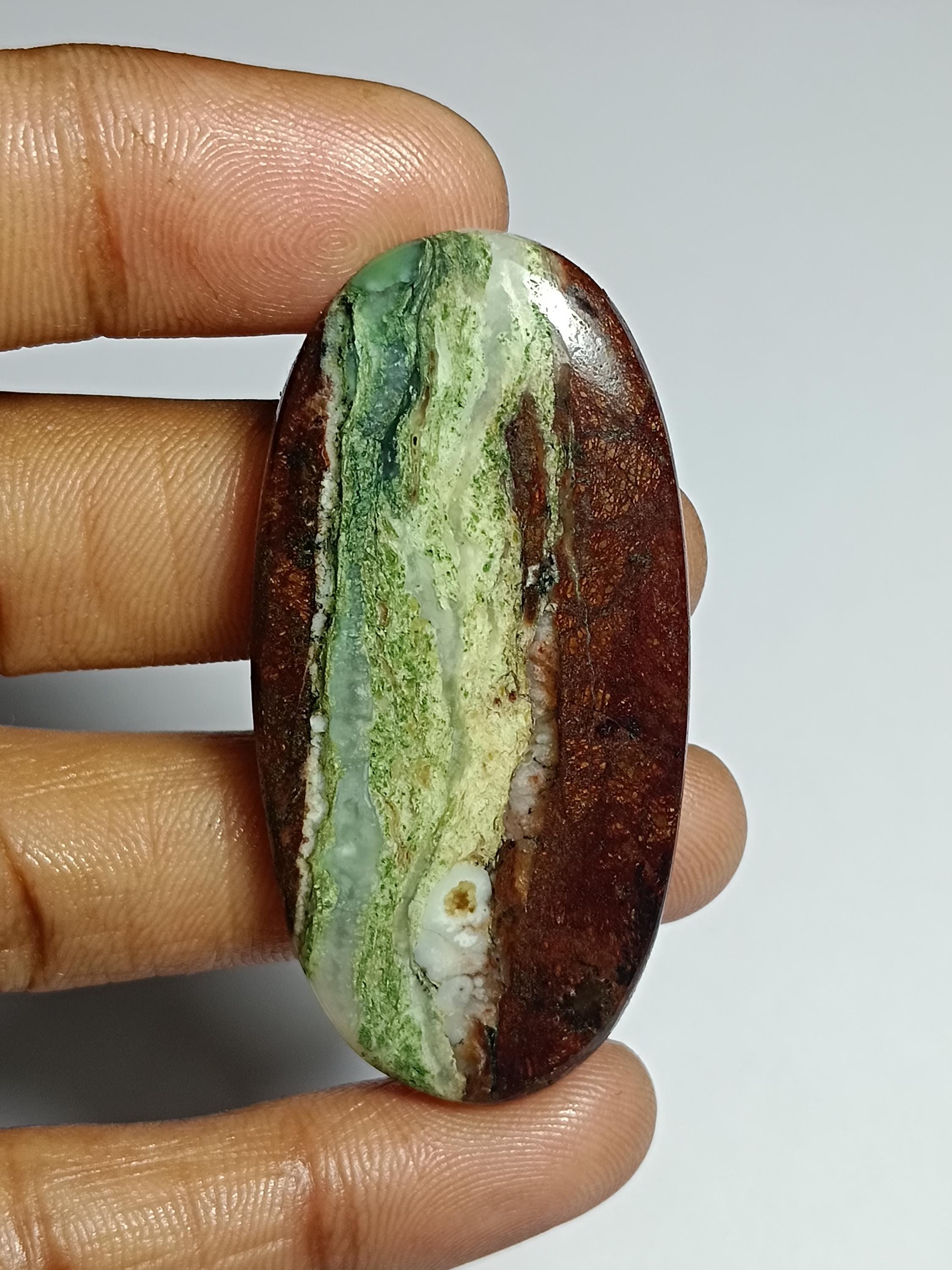 Chrysoprase Cabochon: Loose Gemstone For Jewelry Making (53x26mm, 70cts.)