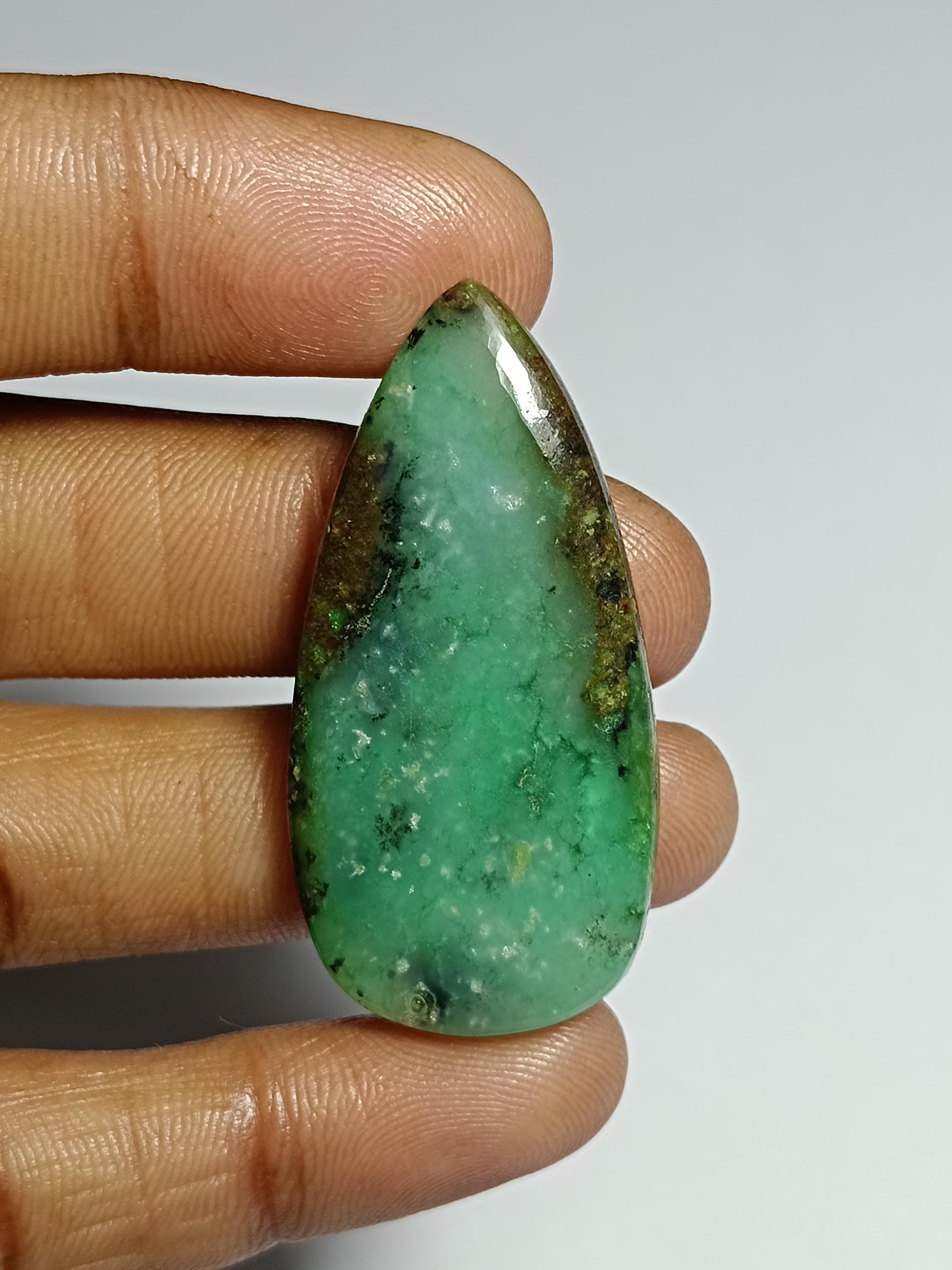 Chrysoprase Cabochon: Loose Gemstone For Jewelry Making (44x21mm, 42cts.)