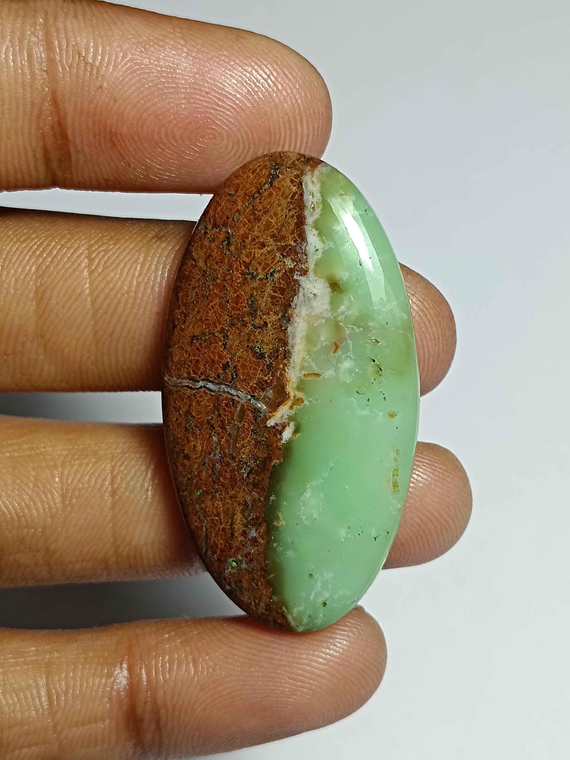 Chrysoprase Cabochon: Loose Gemstone For Jewelry Making (42x22mm, 37cts.)