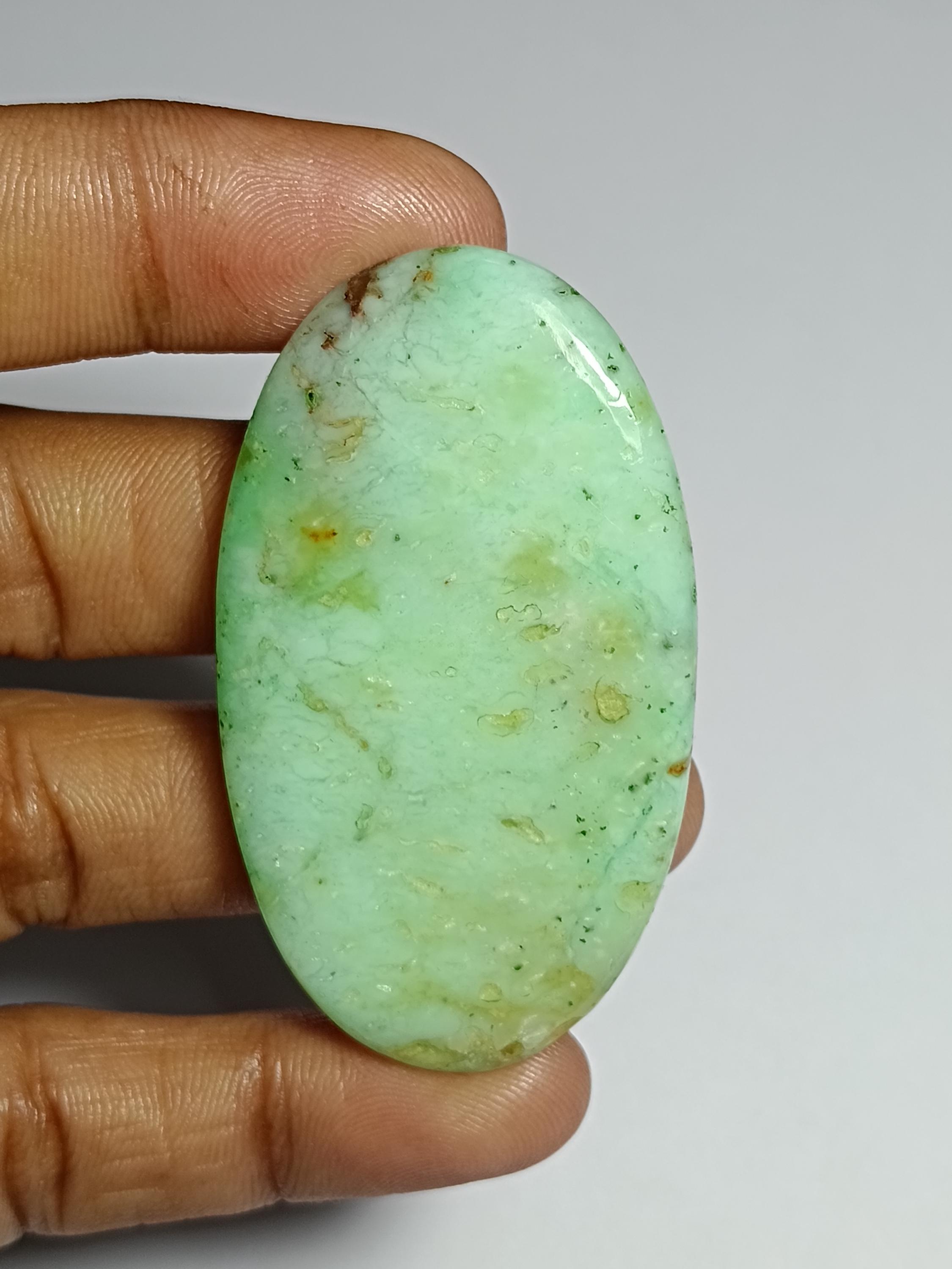 Chrysoprase Cabochon: Loose Gemstone For Jewelry Making (55x32mm, 91cts.)