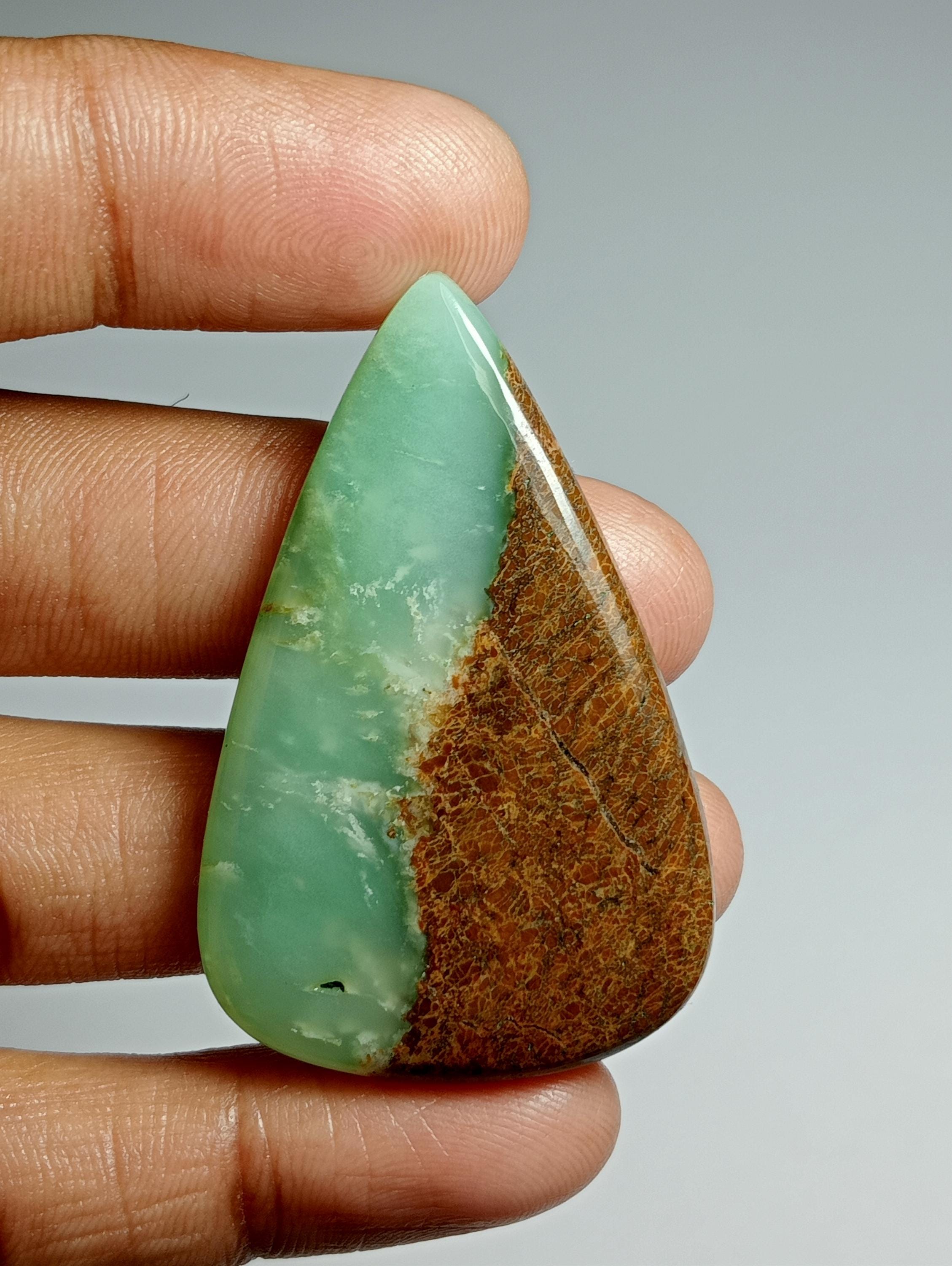 Chrysoprase Cabochon: Loose Gemstone For Jewelry Making (47x30mm, 59cts.)