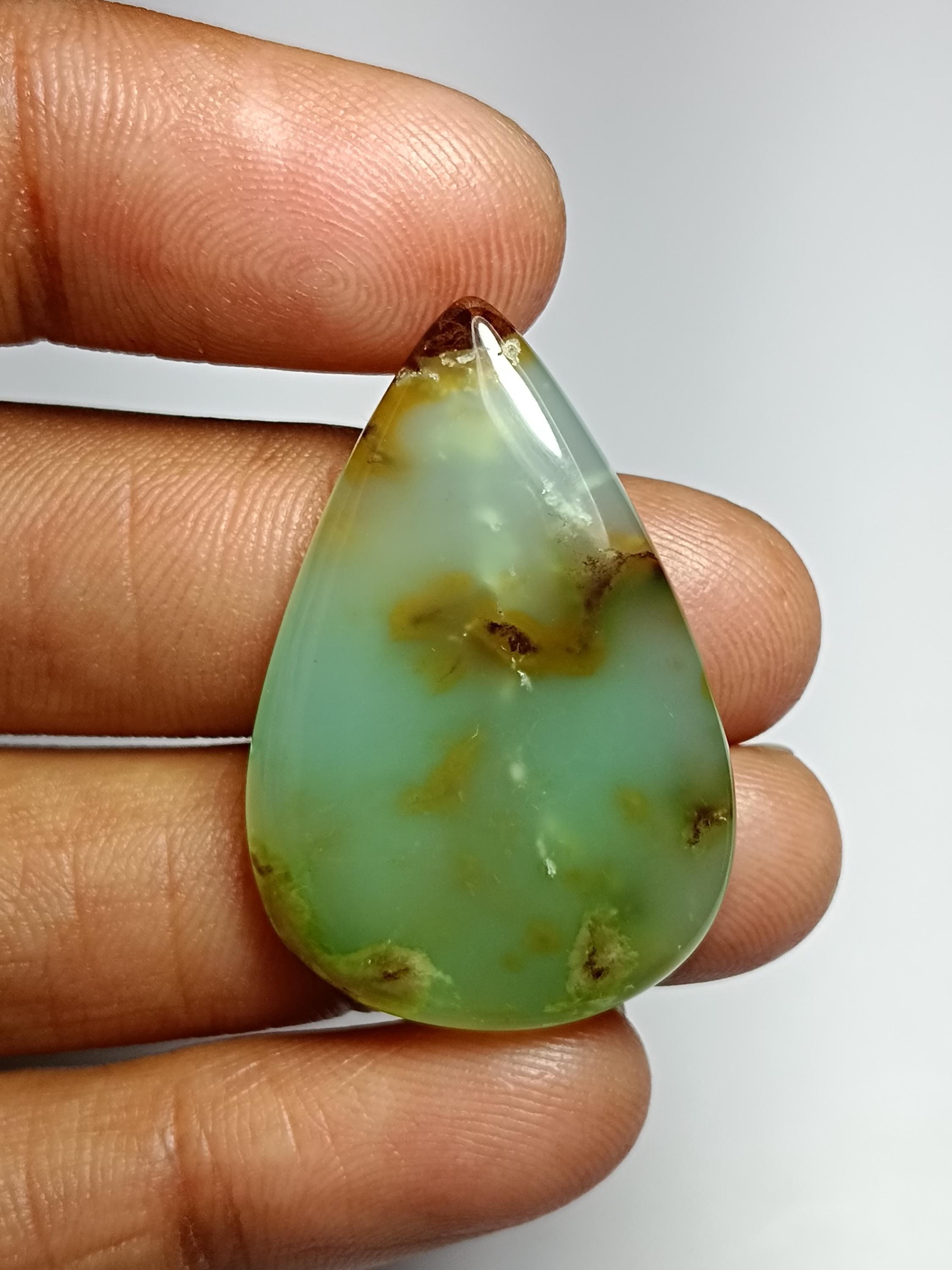Chrysoprase Cabochon: Loose Gemstone For Jewelry Making (32cts, 34x23mm)