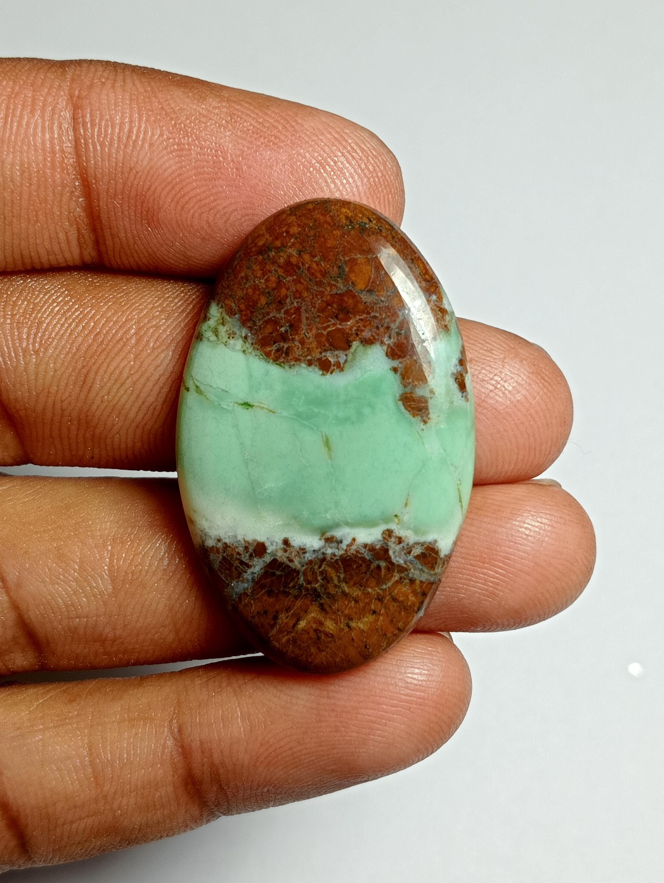 Chrysoprase Cabochon: Loose Gemstone For Jewelry Making (36x23mm, 34cts.)