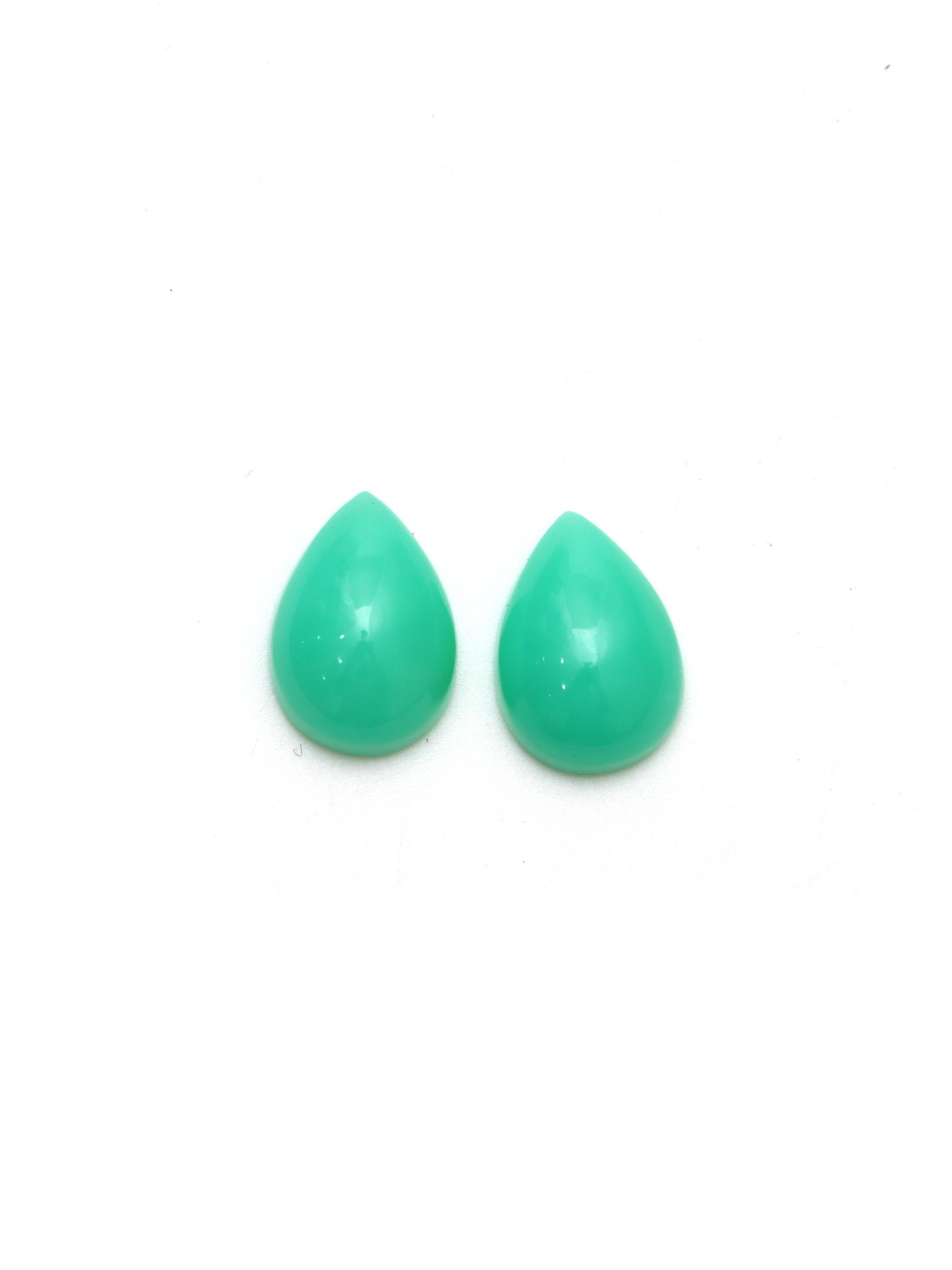Chrysoprase Smooth Pear Cabochon Loose Gemstone, 10x14 Mm, Chrysoprase Jewelry Making Gemstone, Chrysoprase Pear, Pair ( 2 Pieces )