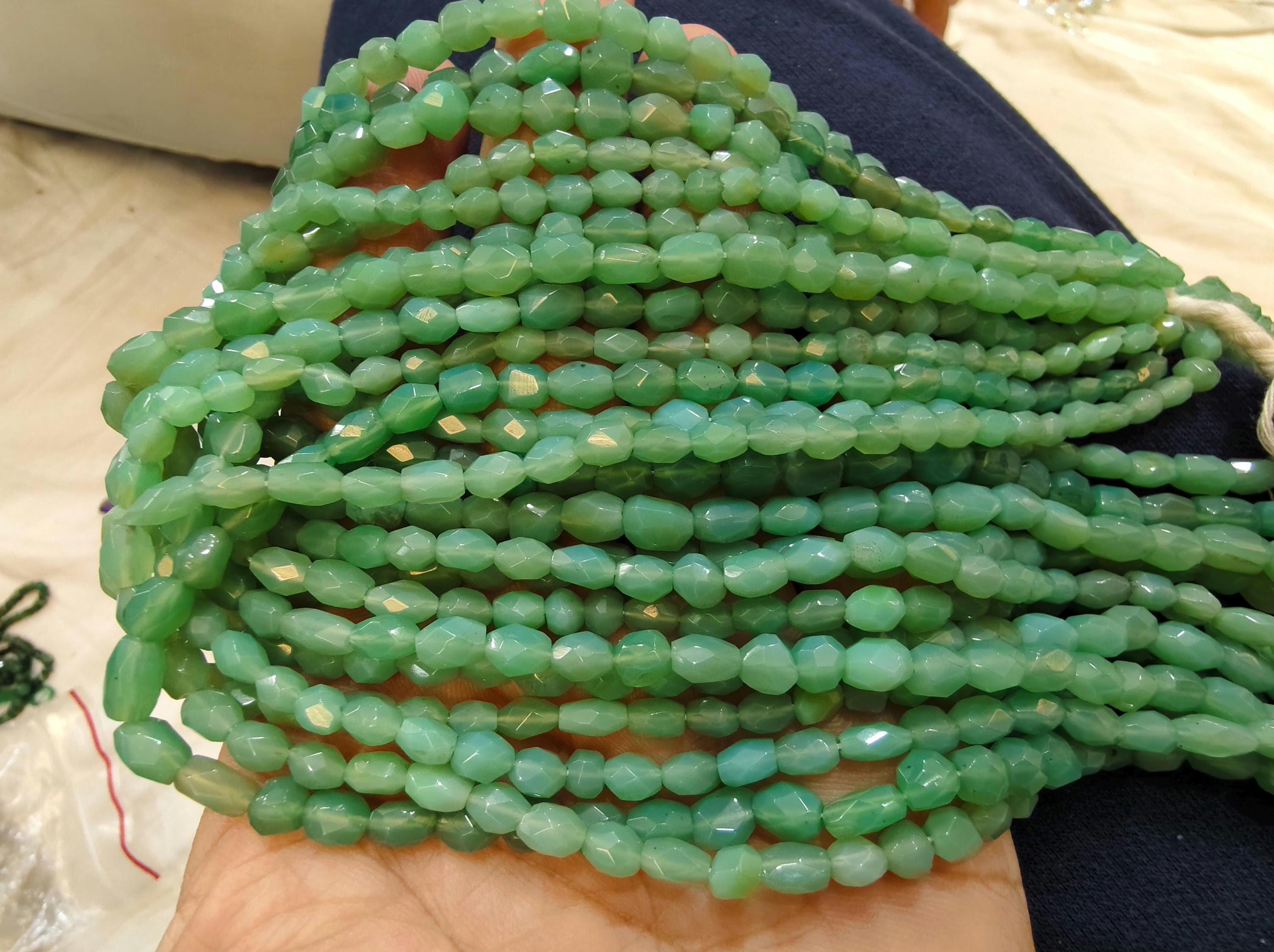 11 Inches Strand,chrysoprase Chalcedony Faceted Fancy Nuggets Shape, Size. 5-6mm