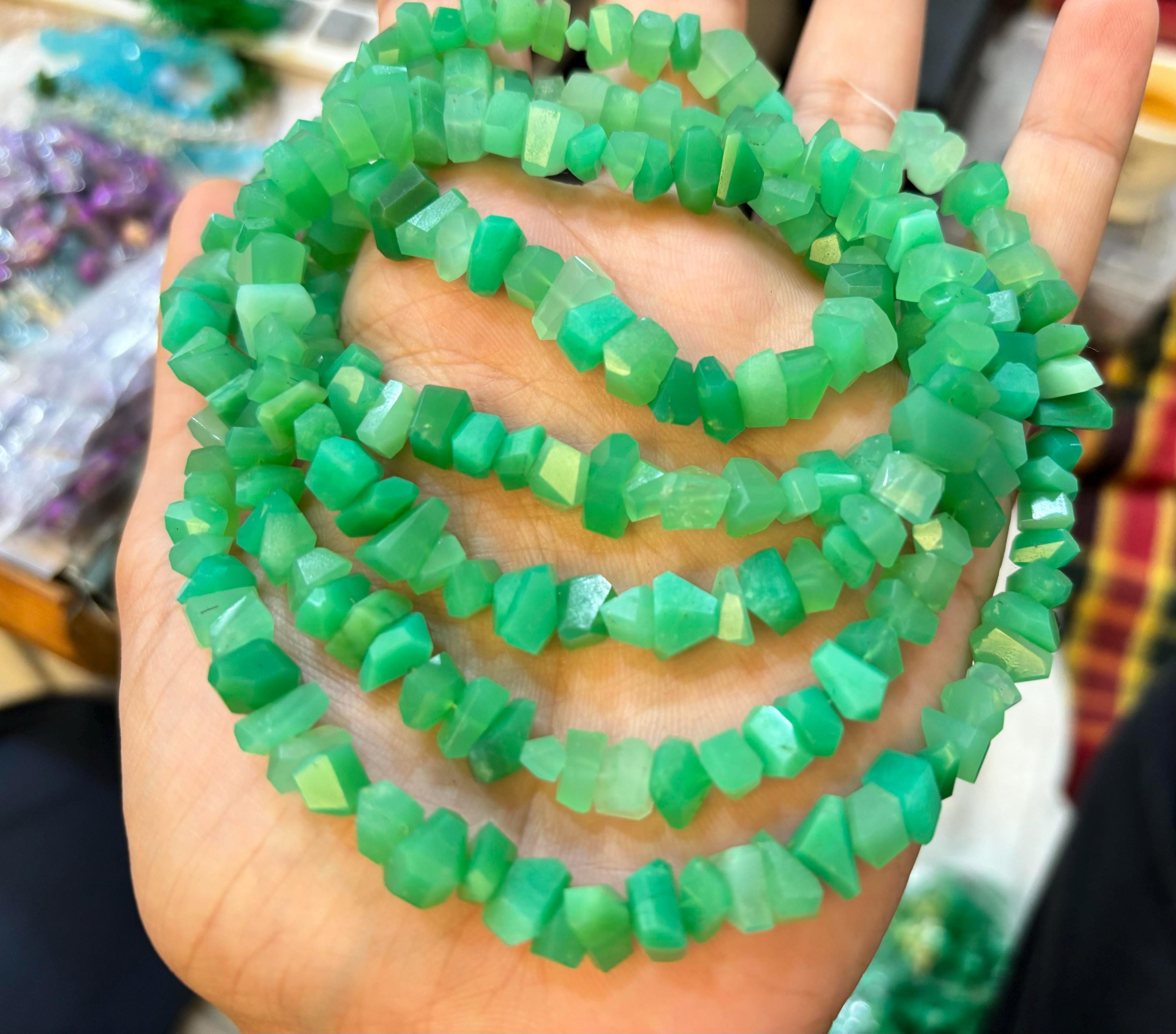 7 Inch Strand,natural Chrysoprase Faceted Fancy Nuggets Shape Size 7-8mm 7 Inch Strand,natural Chrysoprase Faceted Fancy Nuggets Shape Size 7-8mm