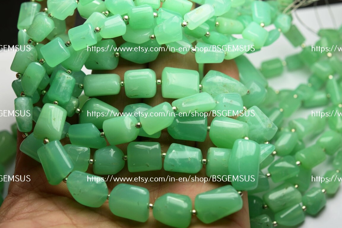 8 Inch Strand,natural Chrysoprase Smooth Nuggets Shape,size 12-16mm 8 Inch Strand,natural Chrysoprase Smooth Nuggets Shape,size 12-16mm