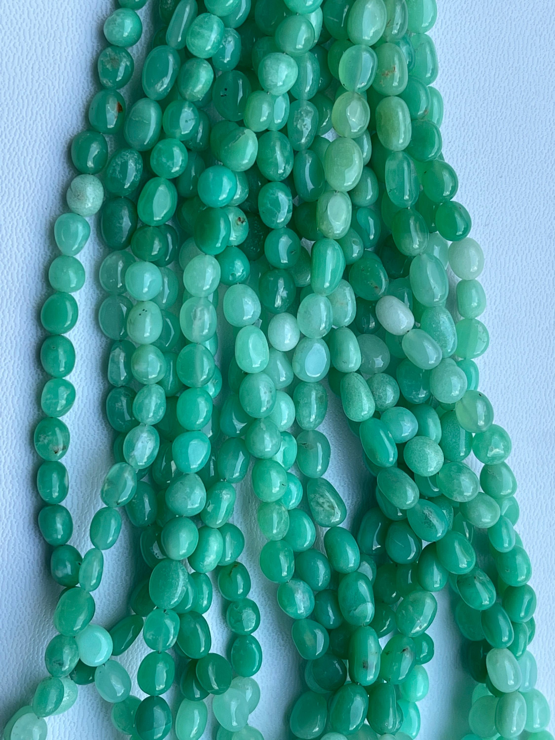 Bead Chrysoprase Oval Nuggets 6x5 To 8x5mm 16” Length (natural)