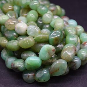 Dark Green Chrysoprase Gemstone Pebble Tumblestone Nugget Beads - 10mm - 15mm - 15" Strand Dark Green Chrysoprase Gemstone Pebble Tumblestone Nugget Beads - 10mm - 15mm - 15" Strand