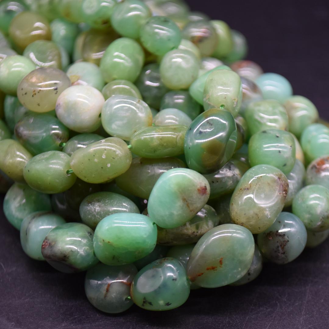 Dark Green Chrysoprase Gemstone Pebble Tumblestone Nugget Beads - 10mm - 15mm - 15" Strand Dark Green Chrysoprase Gemstone Pebble Tumblestone Nugget Beads - 10mm - 15mm - 15" Strand