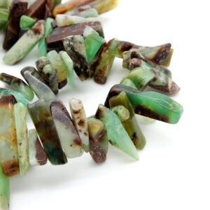 Chrysoprase Gemstone Beads, Natural Green Chrysoprase Flat Nugget Teeth Rectangle Chips Gemstone Beads - Pg212