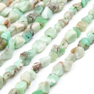 Genuine Natural Chrysoprase / Australian Jade Gemstone Beads 6-8MM Green Pebble Nugget A Quality Beads (108466) Genuine Natural Chrysoprase / Australian Jade Gemstone Beads 6-8MM Green Pebble Nugget A Quality Beads (108466)