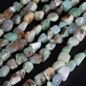 Genuine Natural Chrysoprase / Australian Jade Loose Beads Grade A Pebble Nugget Shape 6-8mm