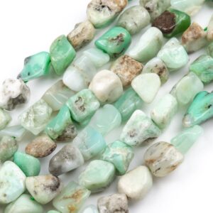 Genuine Natural Chrysoprase / Australian Jade Loose Beads Grade A Pebble Nugget Shape 6-8mm