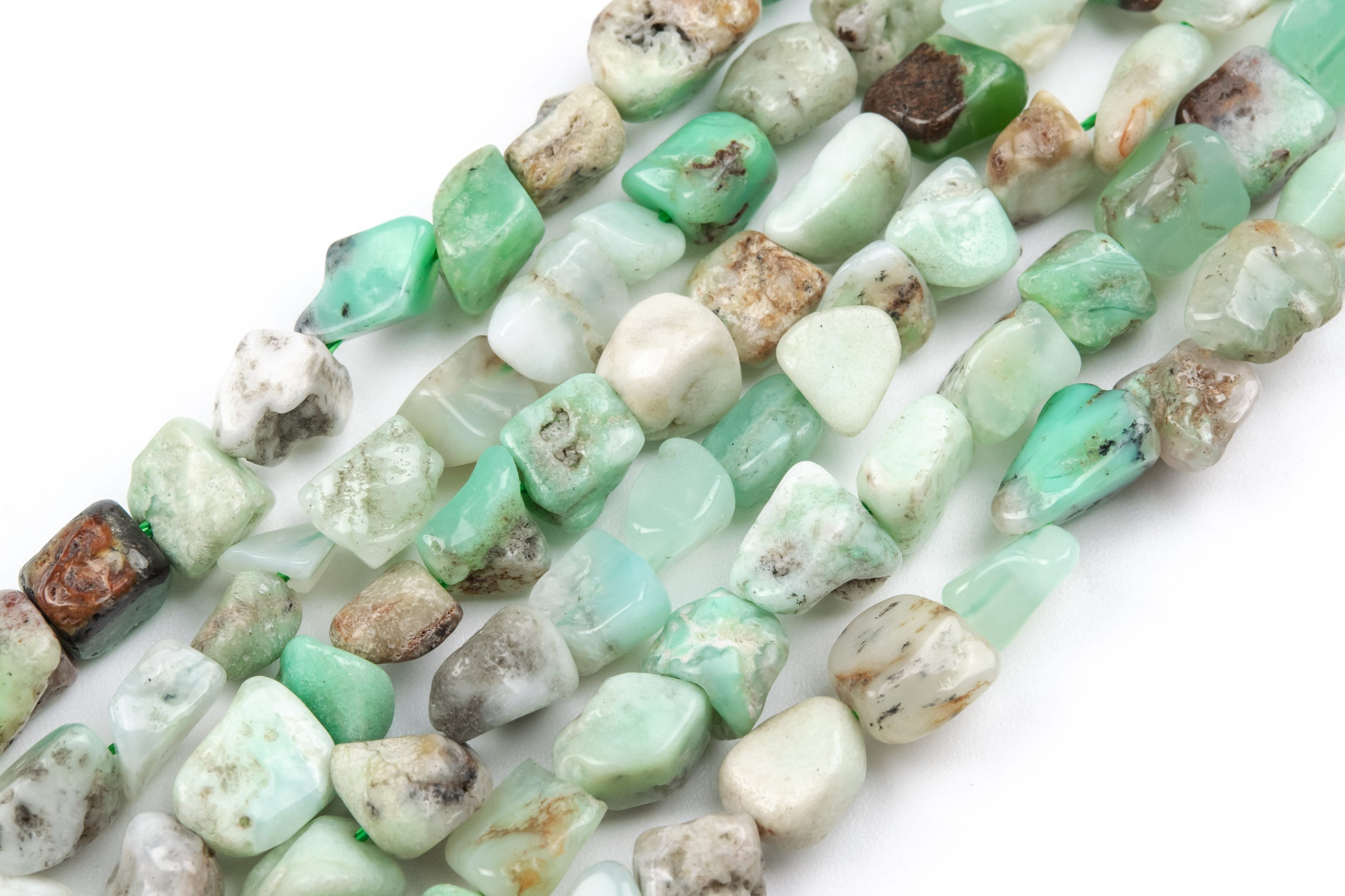 Genuine Natural Chrysoprase / Australian Jade Loose Beads Grade A Pebble Nugget Shape 6-8mm
