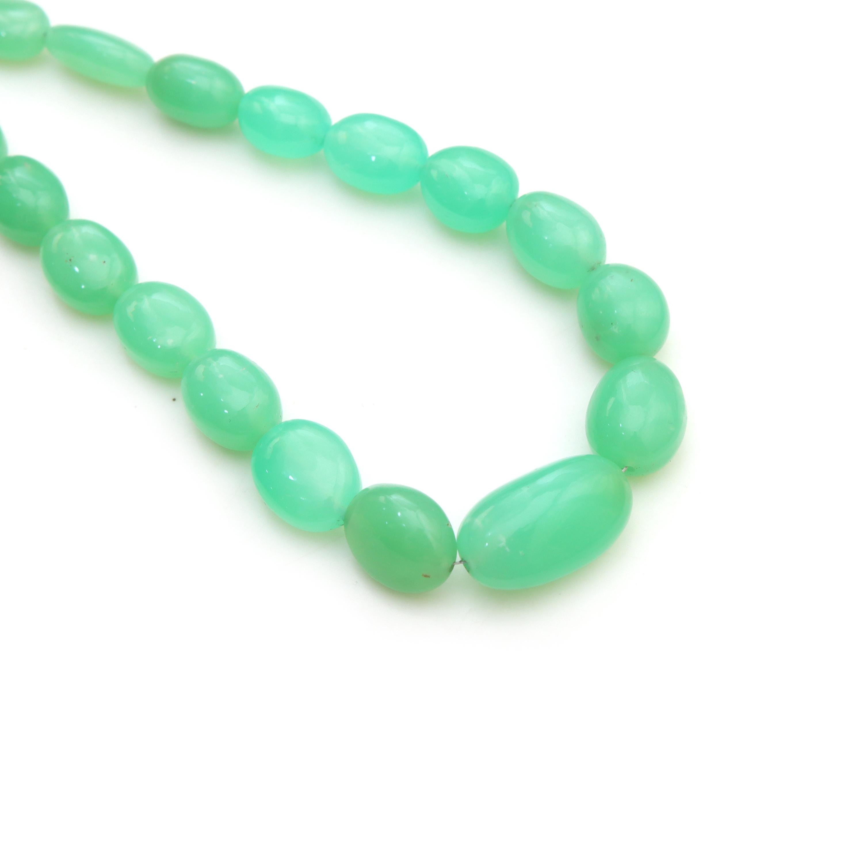 Green Chrysoprase Smooth Tumble Beads, 6.8x8 Mm To 22x14 Mm, Green Chrysoprase Jewelry Making Beads, 20 Inches Full Strand, Price Per Strand