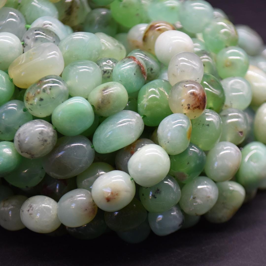 Light Green Chrysoprase Gemstone Pebble Tumblestone Nugget Beads - 10mm - 15mm - 15" Strand Light Green Chrysoprase Gemstone Pebble Tumblestone Nugget Beads - 10mm - 15mm - 15" Strand