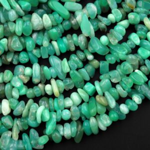 Natural Australian Green Chrysoprase Beads Freeform Pebble Chip Nuggets 15.5" Strand Natural Australian Green Chrysoprase Beads Freeform Pebble Chip Nuggets 15.5" Strand