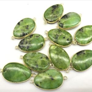 Natural Green Chrysoprase 20x40mm Nuggets Shape Genuine Gemstone Pendant Bead With Goldcopper Plated Side ---1 Piece Natural Green Chrysoprase 20x40mm Nuggets Shape Genuine Gemstone Pendant Bead With Goldcopper Plated Side ---1 Piece