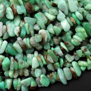 Natural Green Brown Chrysoprase Beads Freeform Pebble Chip Nuggets 15.5" Strand Natural Green Brown Chrysoprase Beads Freeform Pebble Chip Nuggets 15.5" Strand