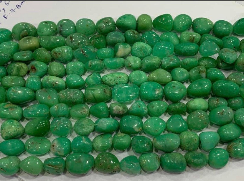 Natural Green Chrysoprase Smooth Nuggets Gemstone Beads, Size- 12-14 Mm Hand Cut Beads, 10 Inches Strand For Making Jewelry & Craft- Gift