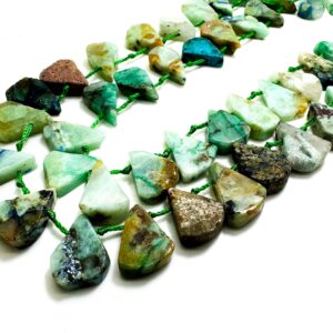 Natural Green Chrysoprase Teardrop Pear Rough Flat Gemstone Beads - Pgs172 Natural Green Chrysoprase Teardrop Pear Rough Flat Gemstone Beads - Pgs172