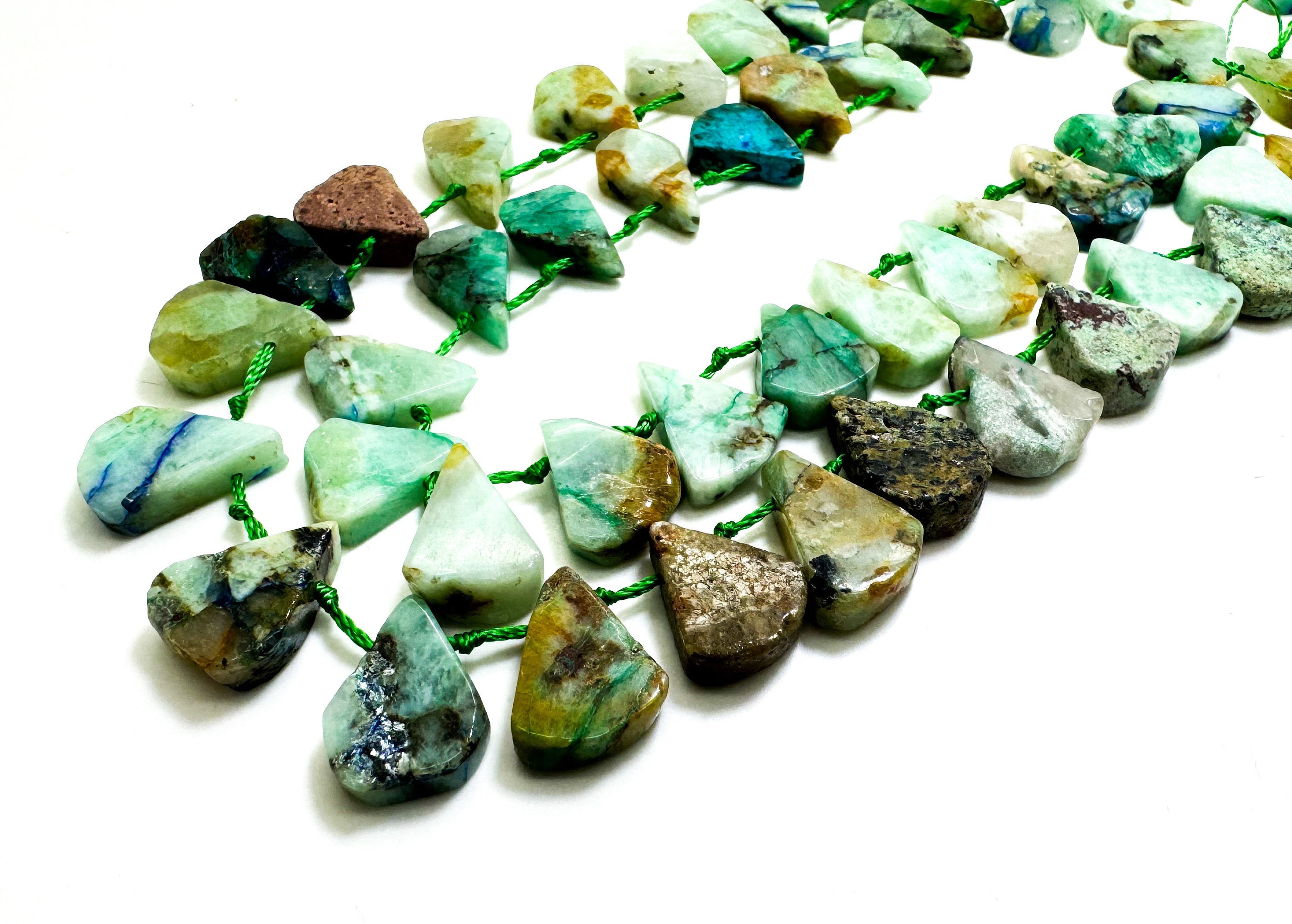 Natural Green Chrysoprase Teardrop Pear Rough Flat Gemstone Beads - Pgs172 Natural Green Chrysoprase Teardrop Pear Rough Flat Gemstone Beads - Pgs172