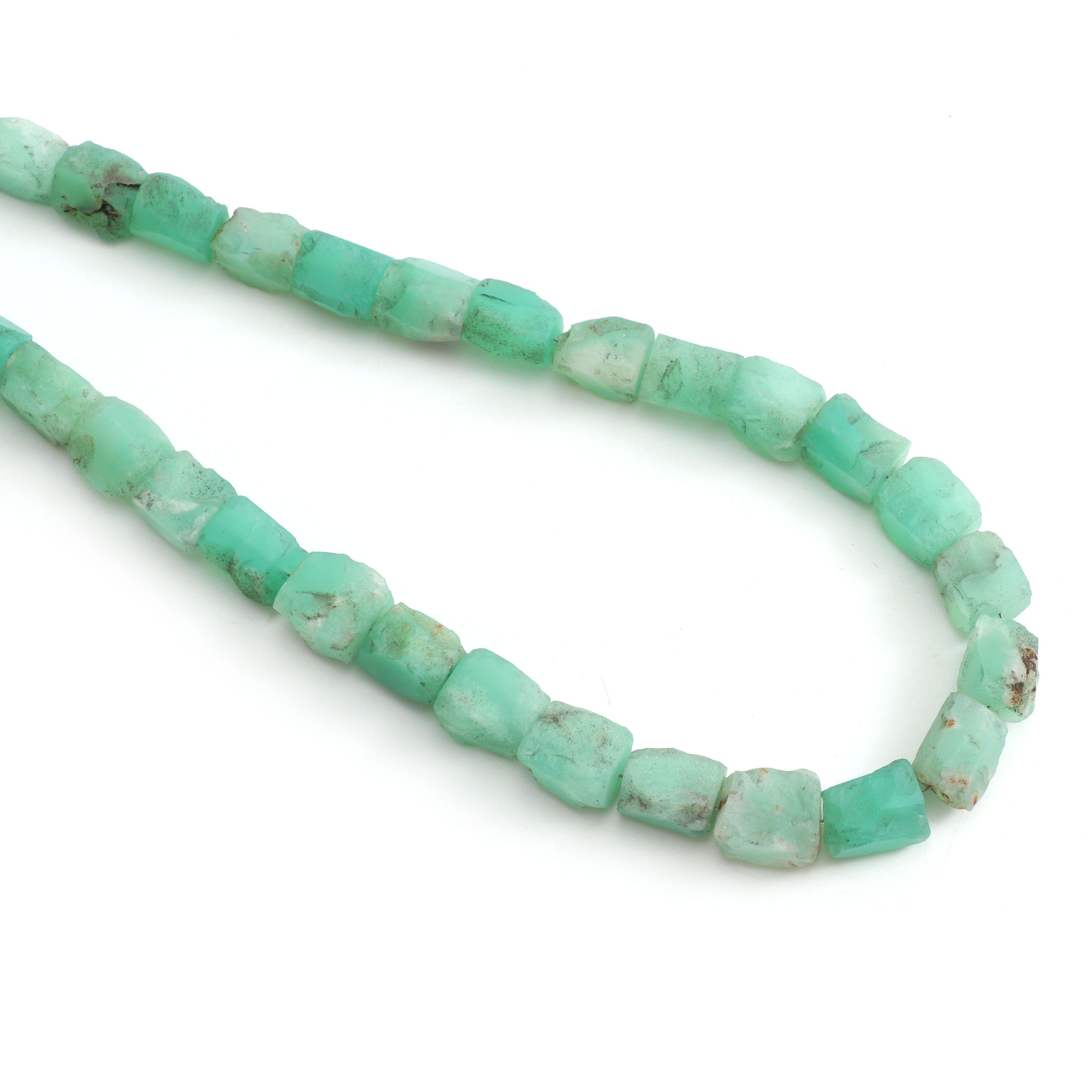 Natural Chrysoprase Organic Rough Beads , 9x11mm To 9x12mm, Raw Drilled Beads, 8 Inches / 16 Inches , Jewelry Making, Price Per Strands