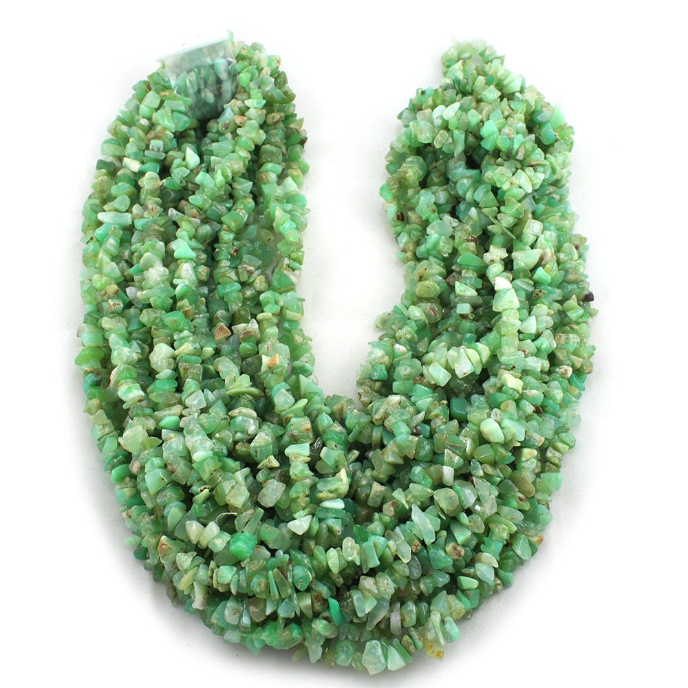 Pack Of 5 Strands Quantity Pack Chrysoprase Uncut Chips Beads, Chrysoprase Chips Beads, 36 Inches Strand Pack Of 5 Strands Quantity Pack Chrysoprase Uncut Chips Beads, Chrysoprase Chips Beads, 36 Inches Strand