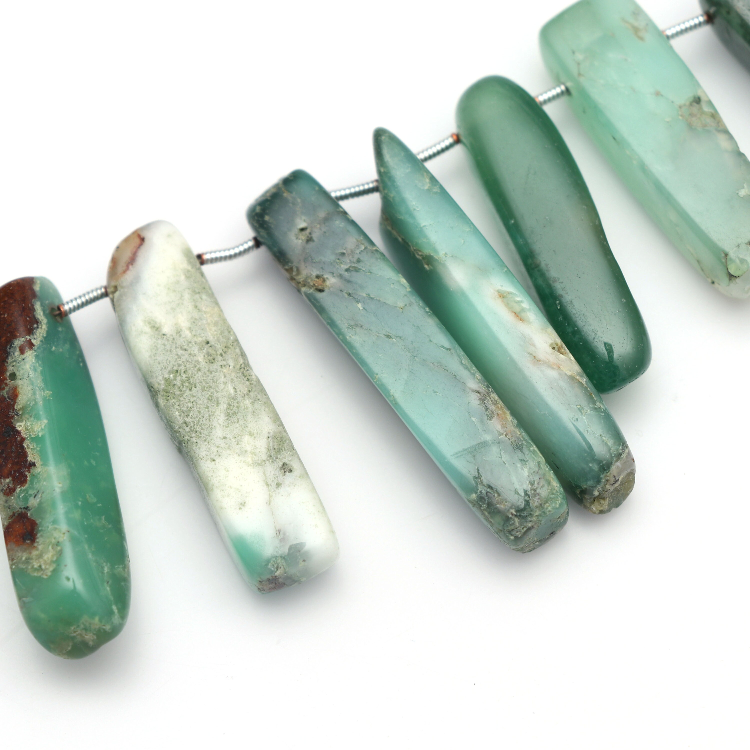 Chrysoprase Smooth Long Nuggets - 8x25 Mm To 8x37 Mm - Chrysoprase Beads - Gem Quality , 9 Cm Full Strand, Price Per Strand