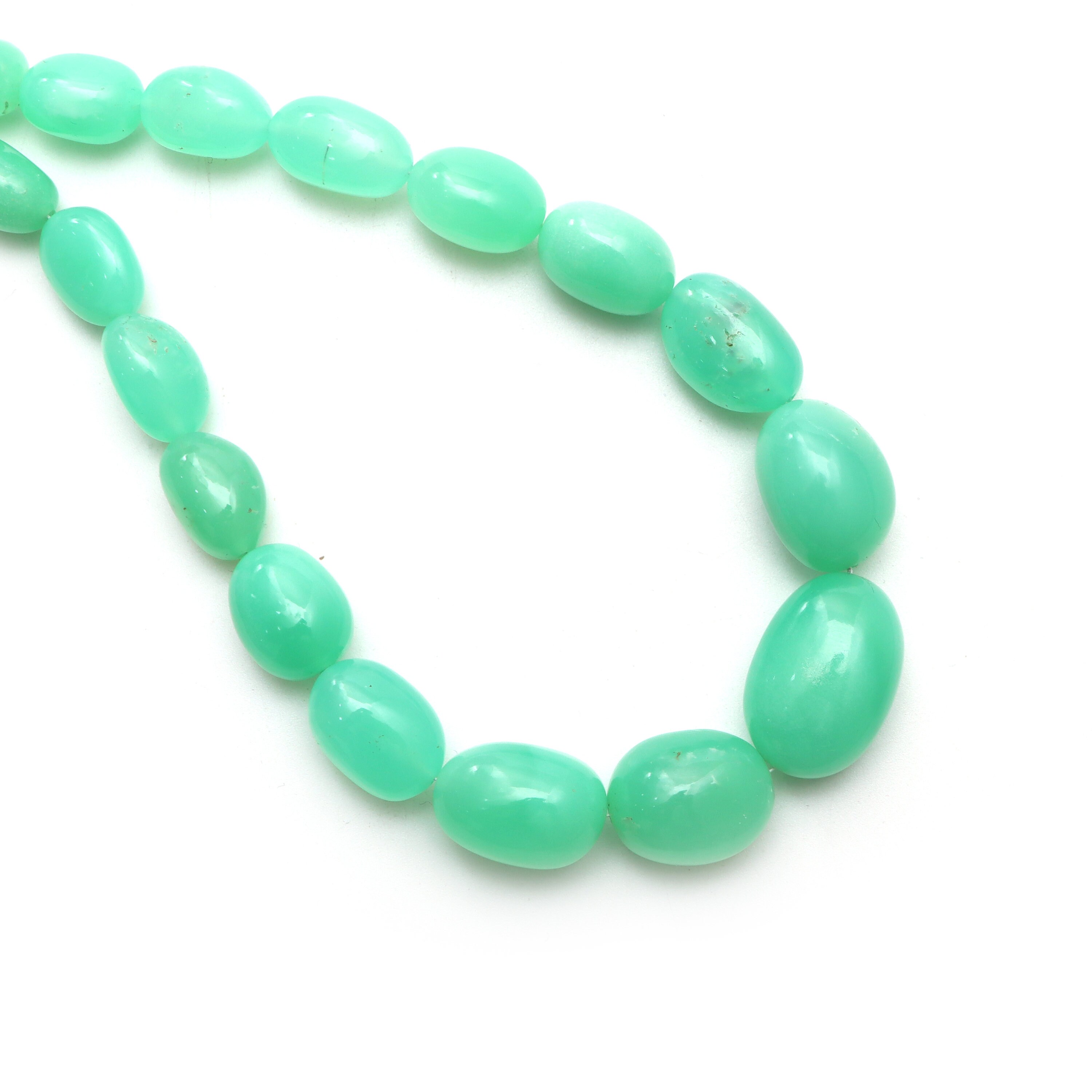Chrysoprase Smooth Tumble Beads, 7.5x10 To 18.5x25 Mm, Chrysoprase Jewelry Making Gemstone, 20 Inches Full Strand, Price Per Strand