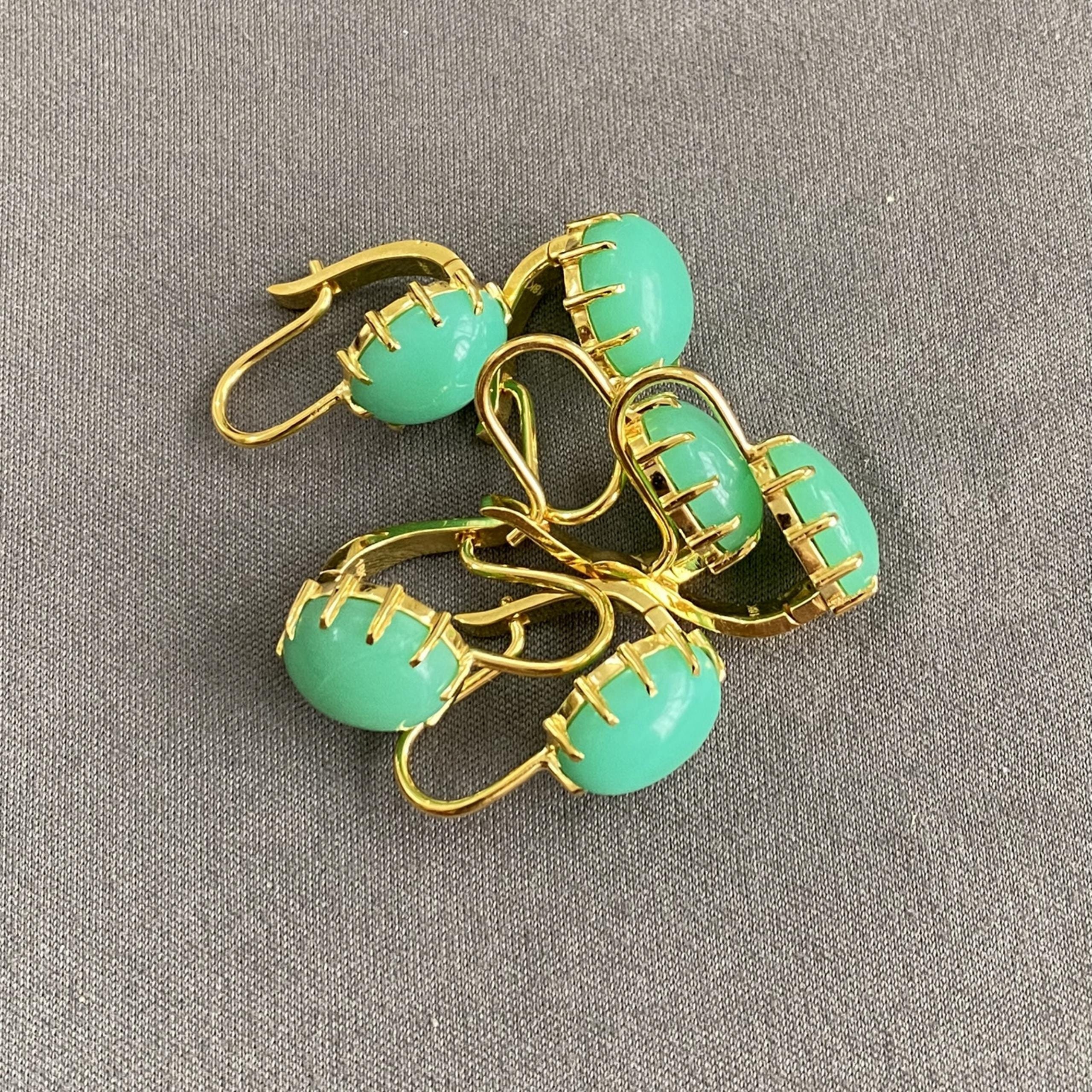 18k Gold Chrysoprase Earrings • 9x11mm Natural Gemstone • Natural Mint Green Colour • Solid 18 Carat Gold