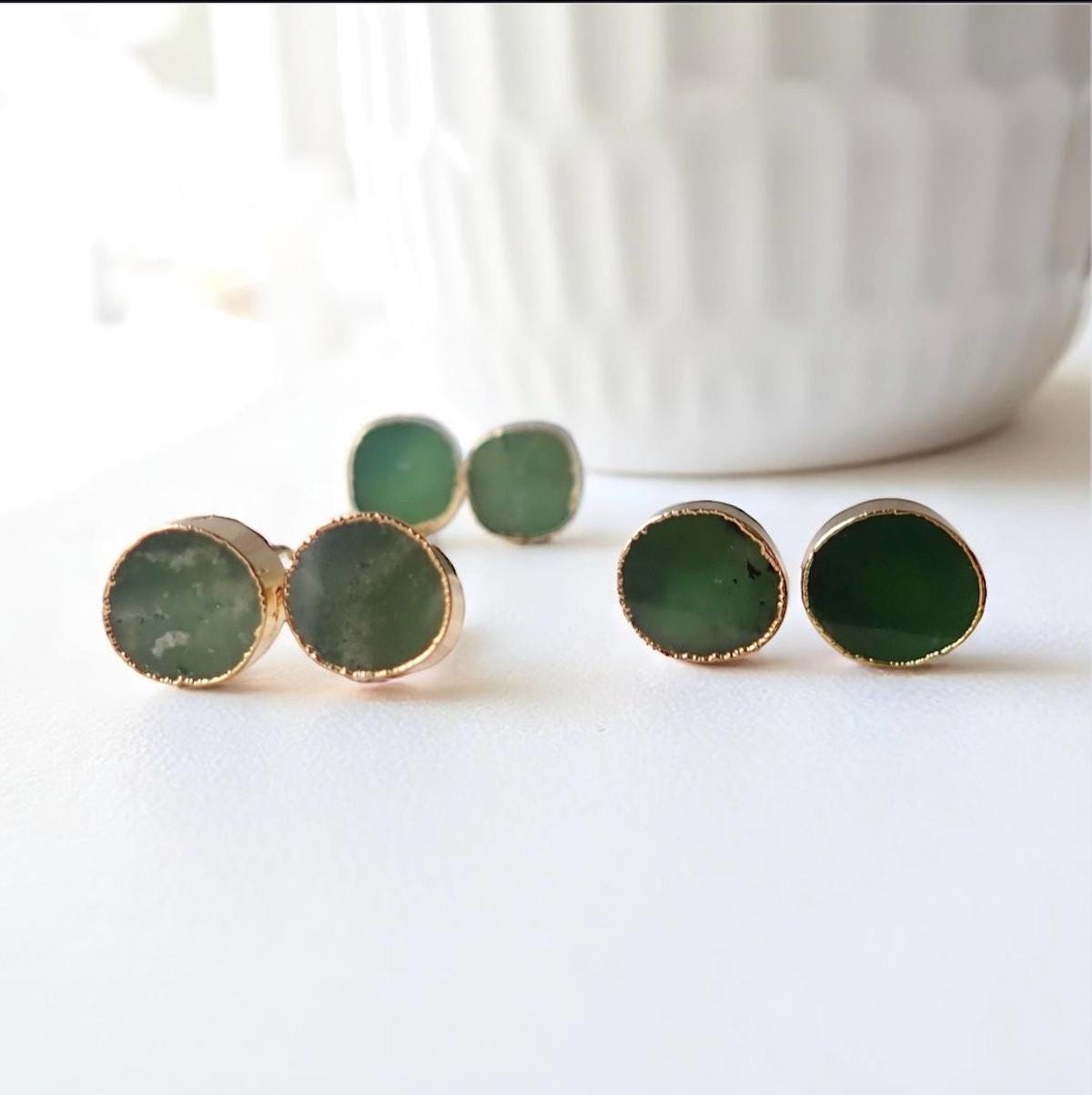 Australian Jade Earrings, Chrysoprase Earrings, Green Stone Earrings,green Stone Earrings,chrysoprase Jewelry,chrysoprase Studs,jade Studs