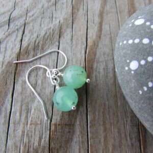 Chrysoprase Earrings, Bright Green Chrysoprase Globes
