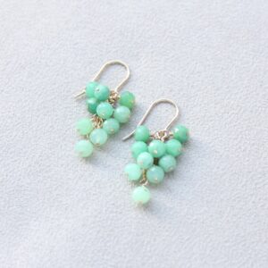 Chrysoprase Cluster Earrings: Natural Green Gemstone, 14k Gold Filled Or Sterling Silver