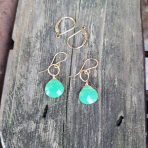 Dainty chrysoprase mint green earrings. Sterling silver chrysoprase. Gold chrysoprase. Rose gold chrysoprase