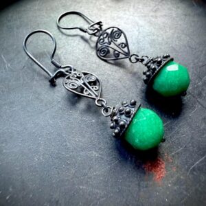 Chrysoprase earrings, dangle earrings, green stone earrings