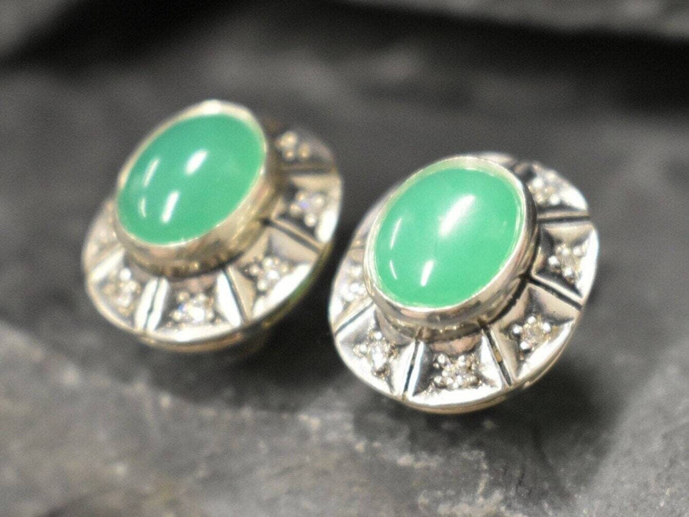 Chrysoprase Earrings, Genuine Chrysoprase Earrings, May Birthstone Earrings, Green Boho Earrings, Big Silver Vintage Earrings, Adina Stone Chrysoprase Earrings, Genuine Chrysoprase Earrings, May Birthstone Earrings, Green Boho Earrings, Big Silver Vintage Earrings, Adina Stone