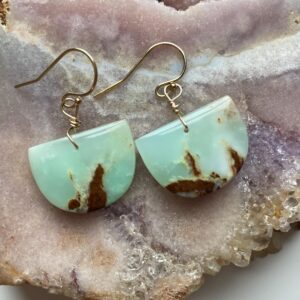 Gold Filled Chrysoprase Drop Earrings: Genuine Gemstone Dangles