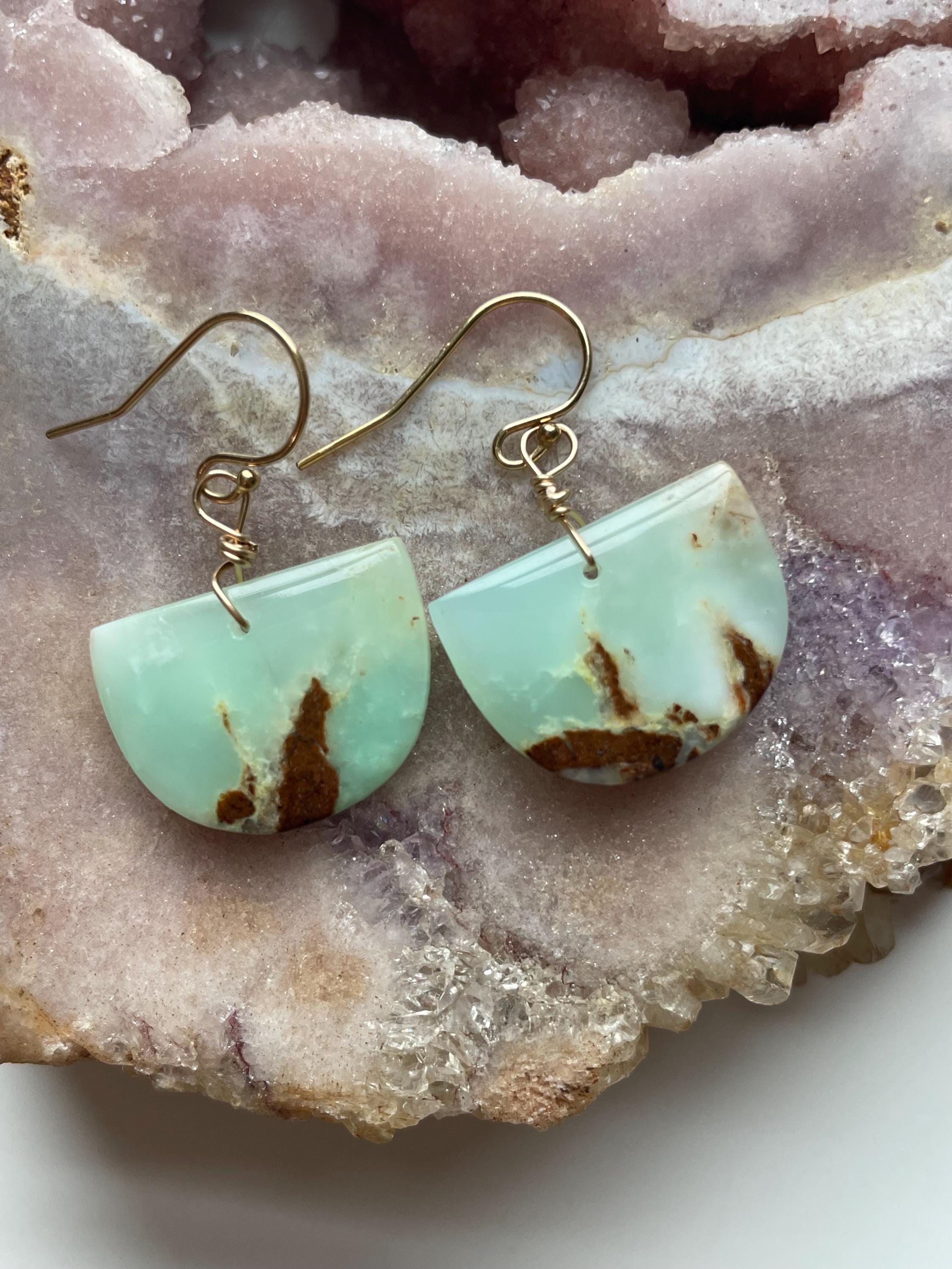 Gold Filled Chrysoprase Drop Earrings: Genuine Gemstone Dangles Gold Filled Chrysoprase Drop Earrings: Genuine Gemstone Dangles