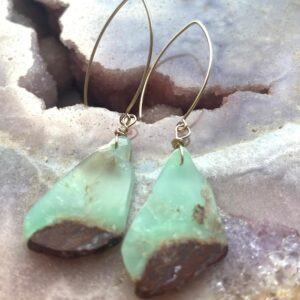 Gold Filled Chrysoprase Drop Earrings: Genuine Green Gemstone