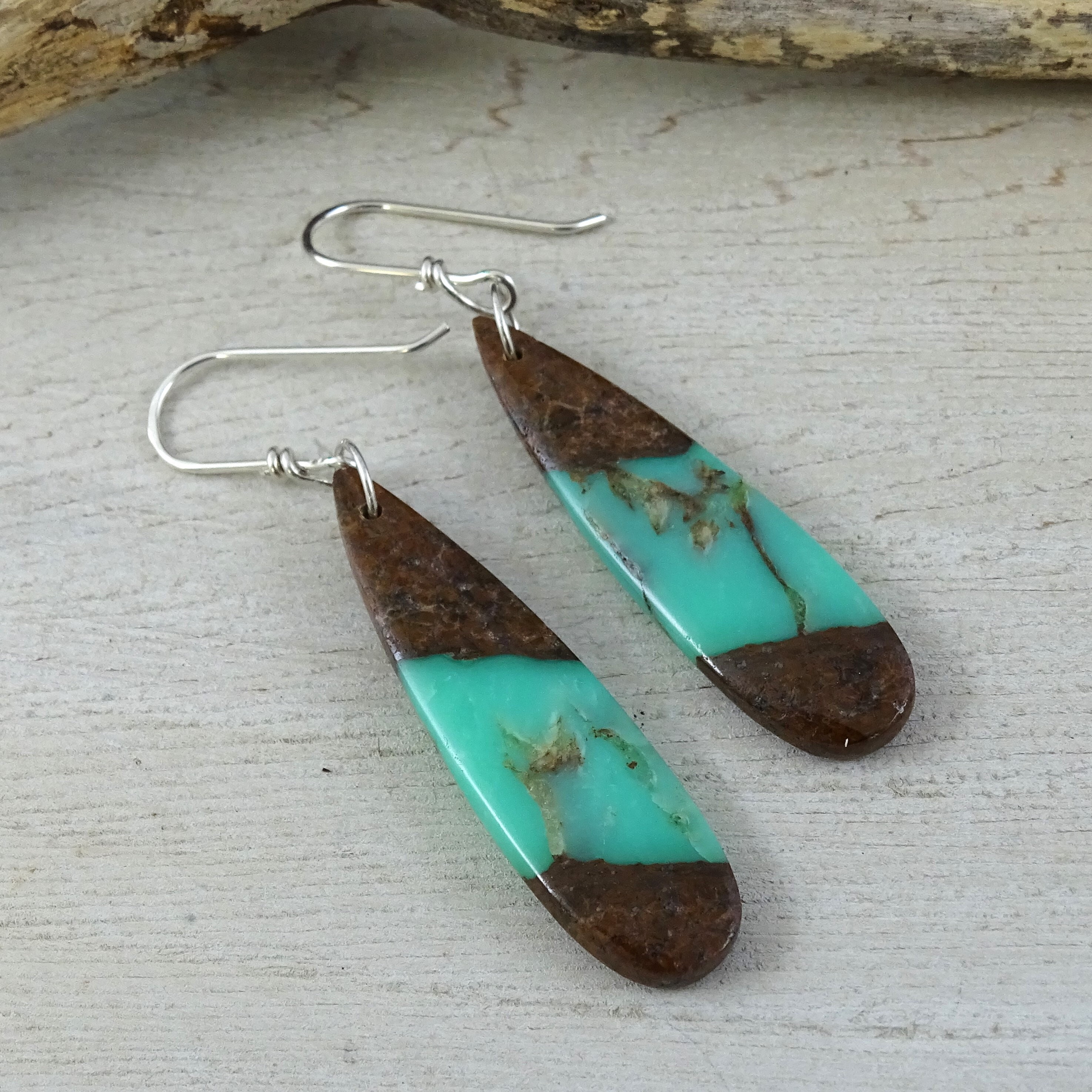 Chrysoprase Earrings | Green Tear Drop Dangle Earrings For Men And Women | May Birthstone | | Chrysoprase Healing Gemstone
