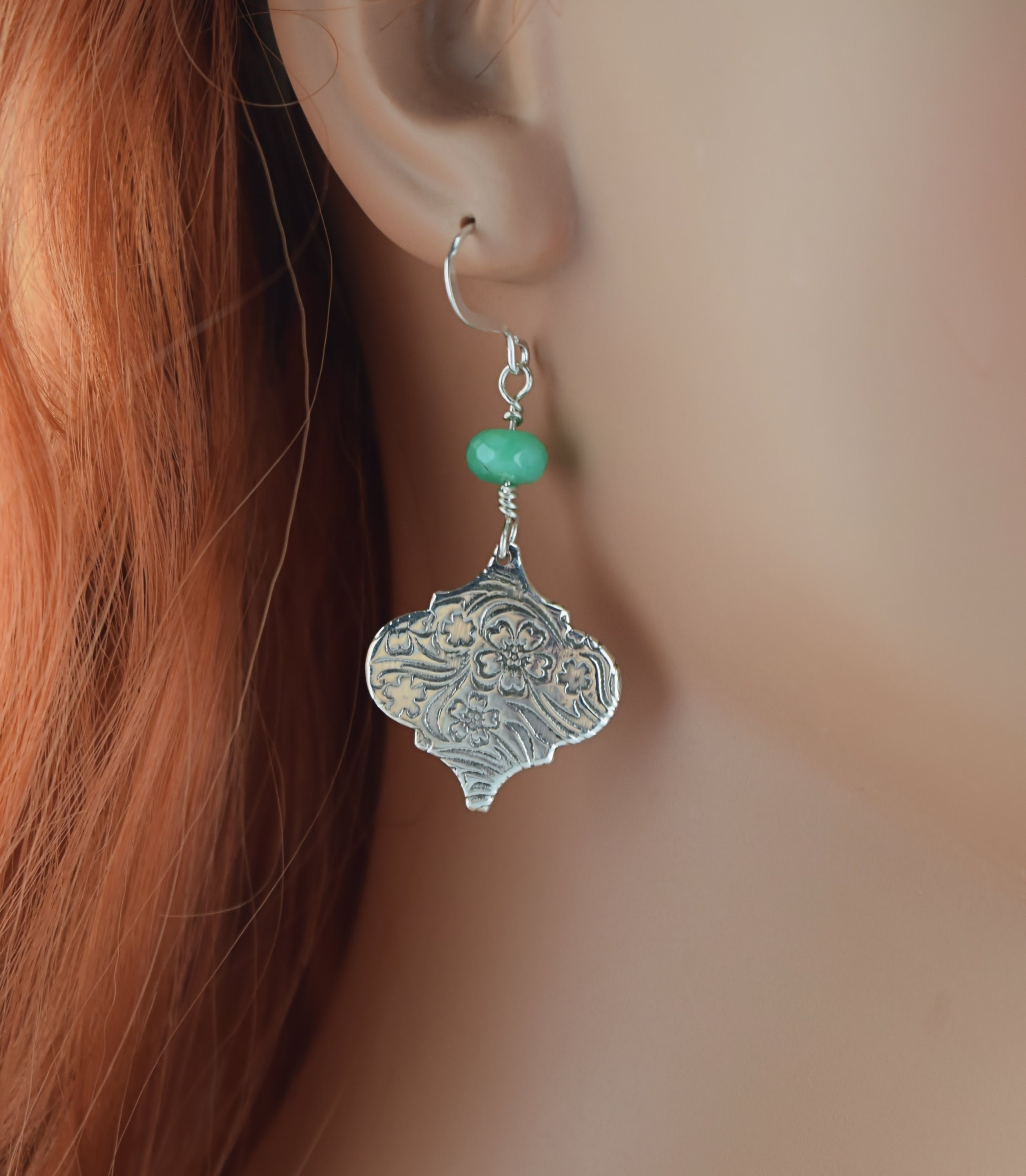 Handcrafted Sterling Silver Chrysoprase Earrings