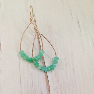 Chrysoprase Earrings Chrysoprase Jewelry Chrysoprase Hoop Earring Gemstone Jewelry Modern Earring