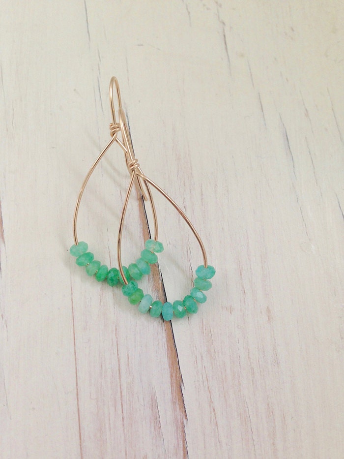 Chrysoprase Earrings Chrysoprase Jewelry Chrysoprase Hoop Earring Gemstone Jewelry Modern Earring